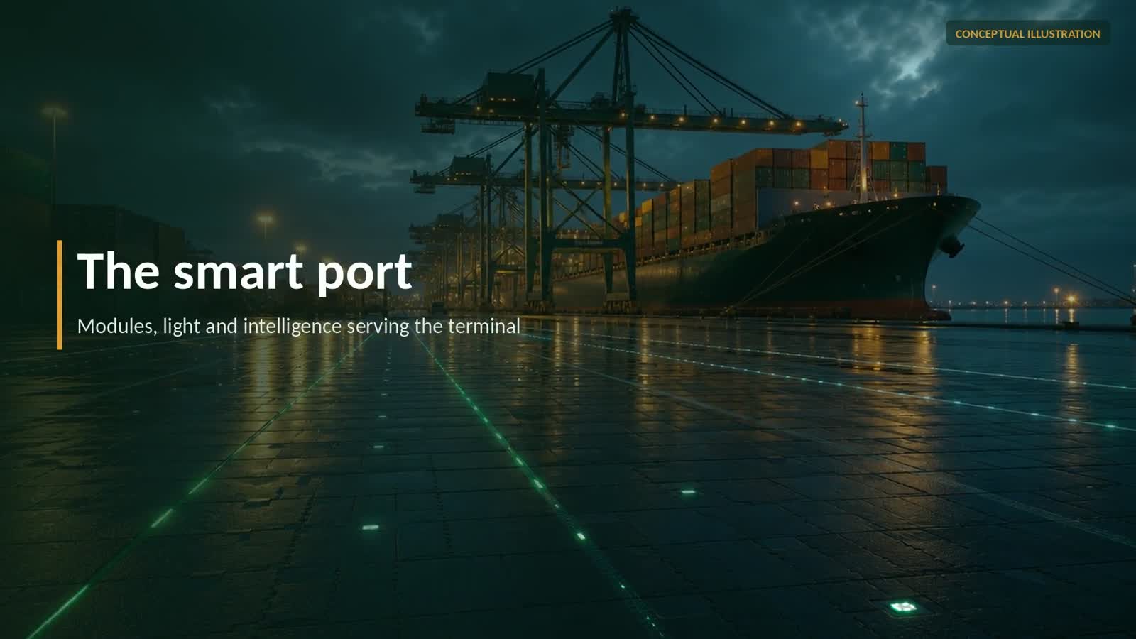 Smart port terminal connecting quay, yard, flows and water management