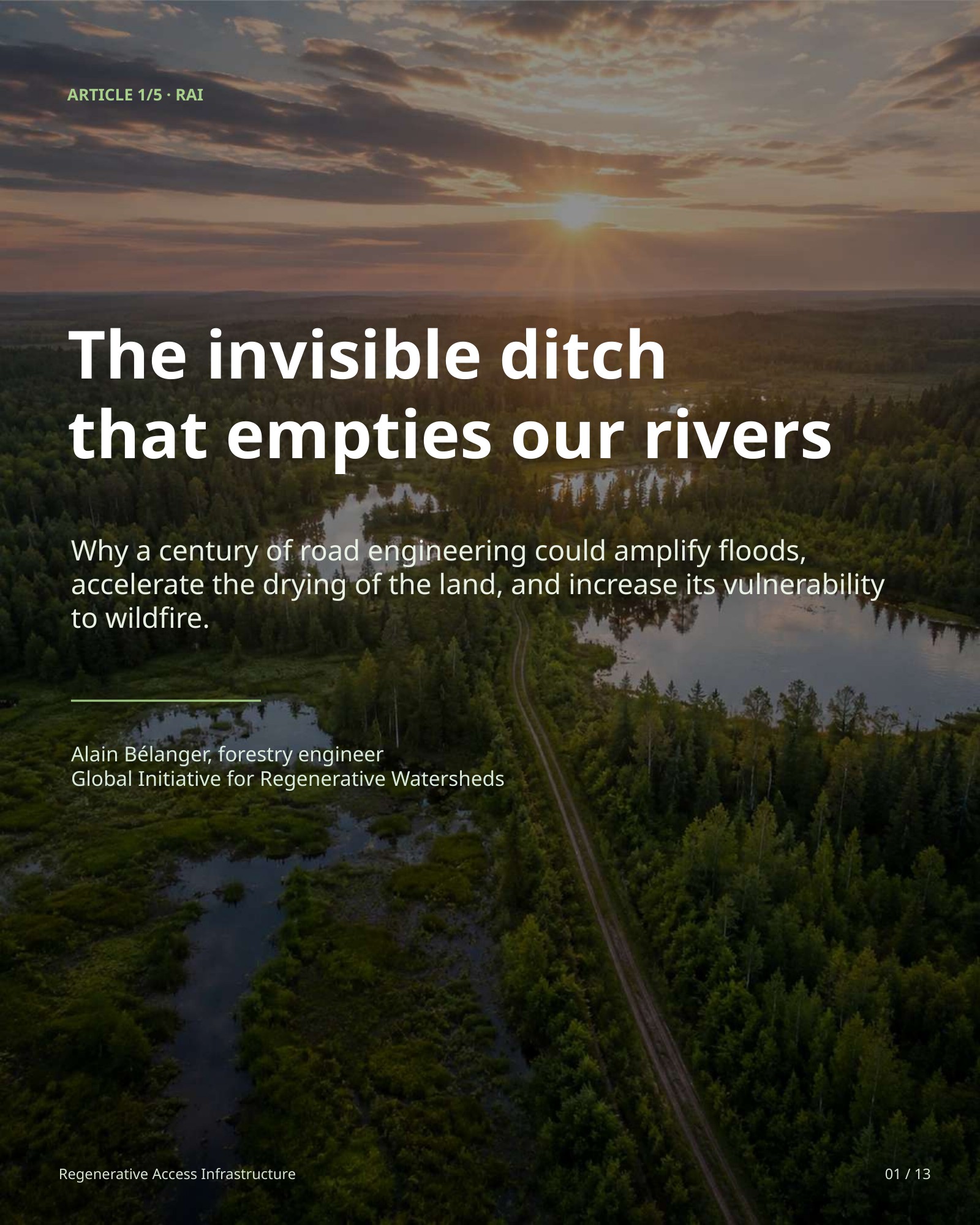 Cover of the presentation about the invisible ditch draining our rivers