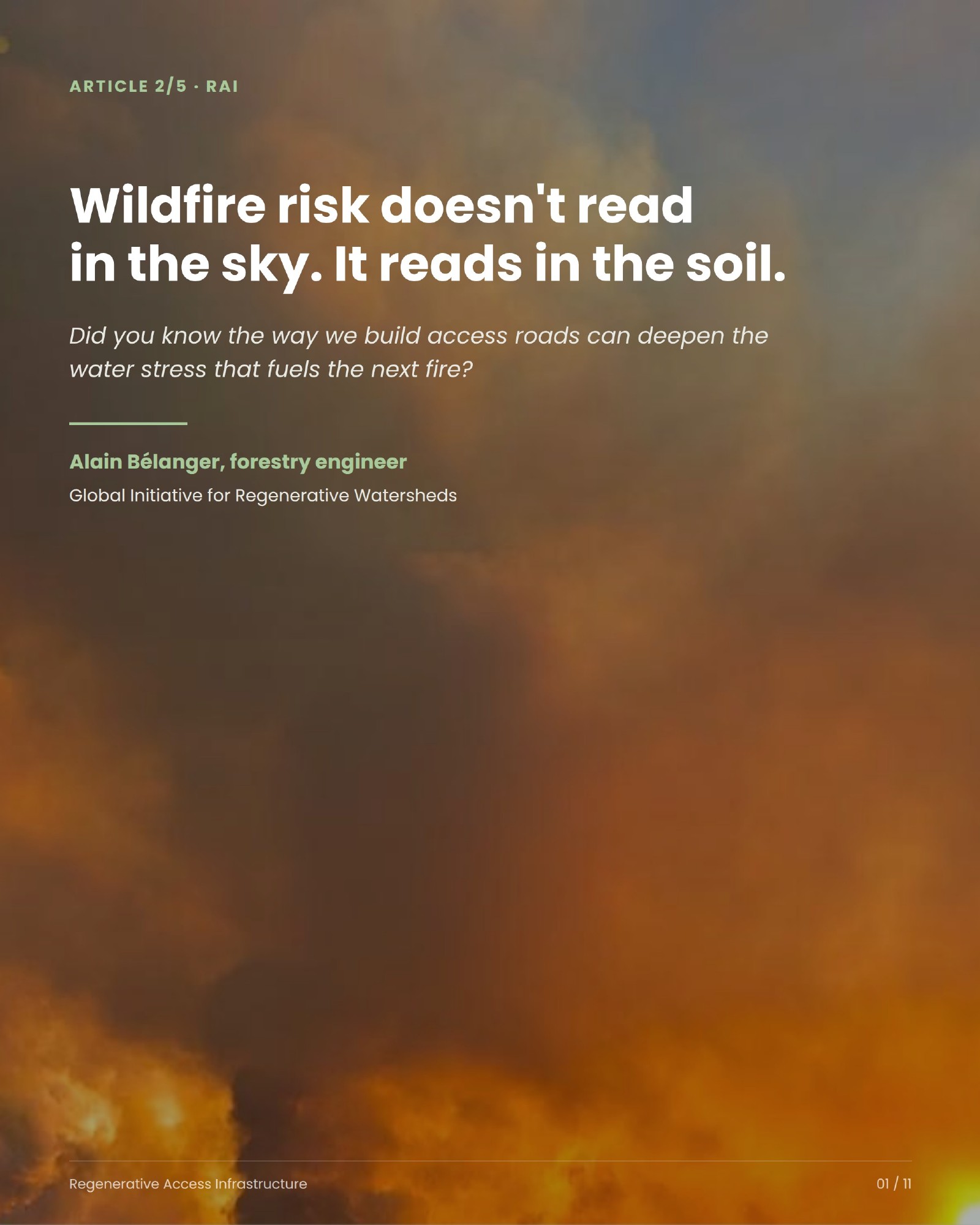 Cover of the presentation on wildfire risk, water and soil